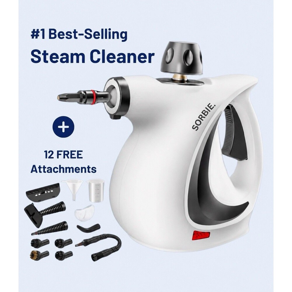 NEW SORBIE Handheld Steam Cleaner, Pressurized Multi-Purpose Steamer with 12 pcs